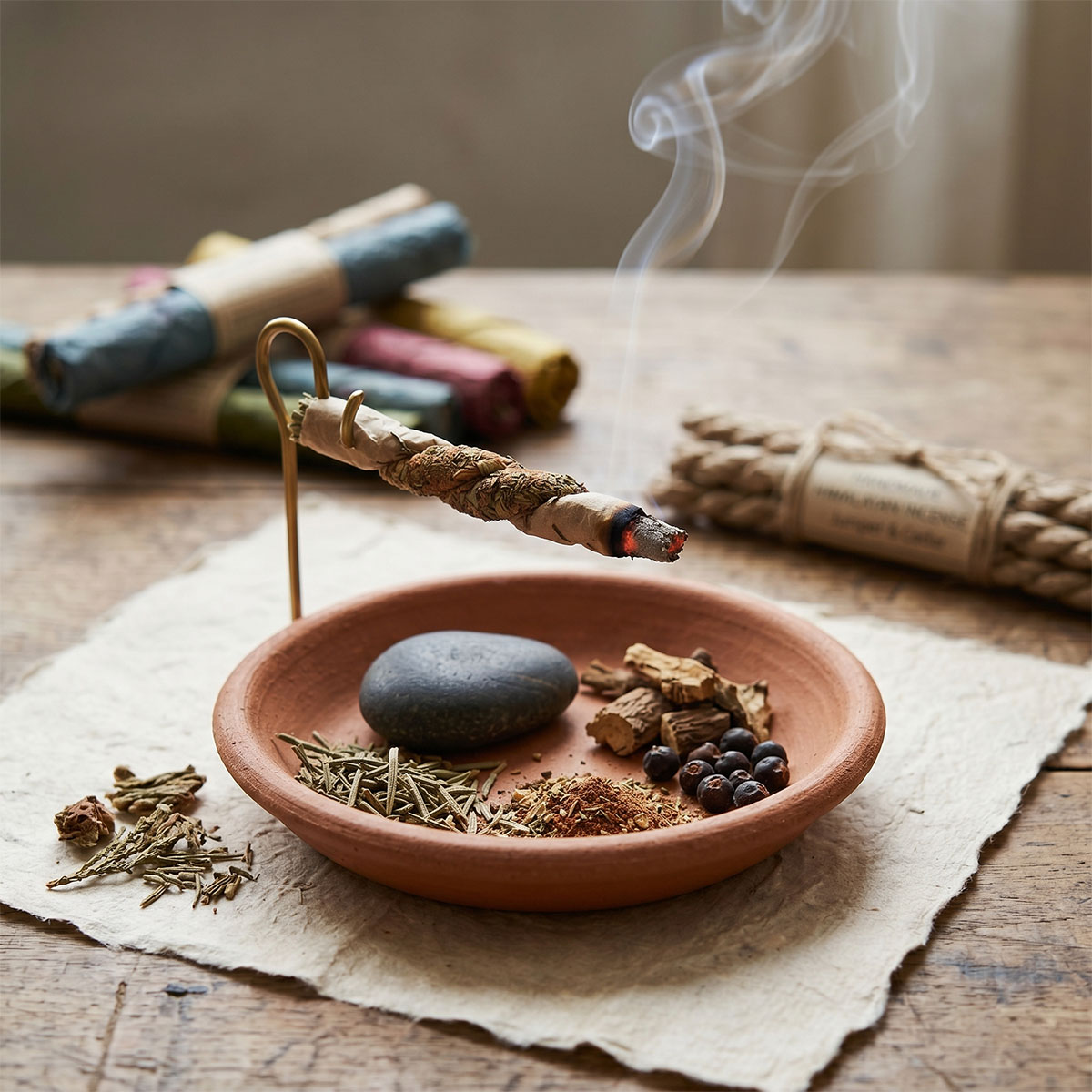 Deeply grounding aroma of rope incense