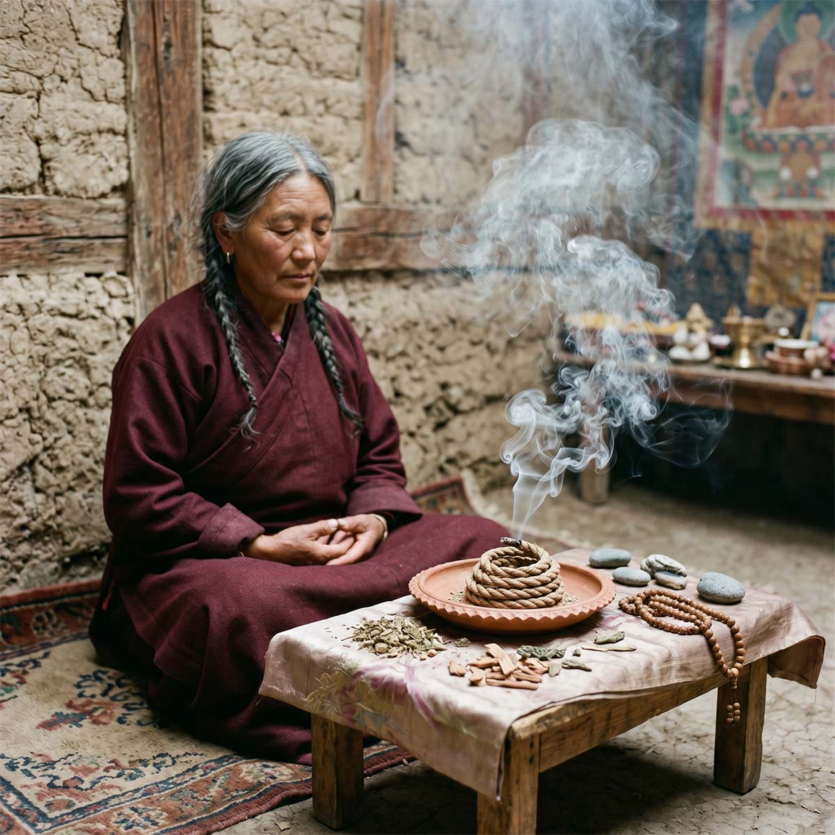 Rope incense for medication and focus