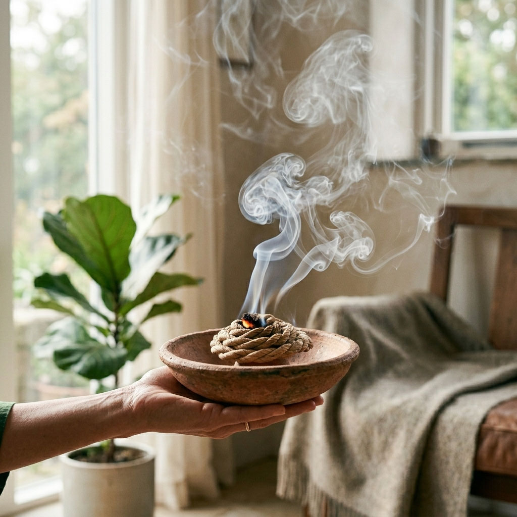 Rope incense for space clearing
