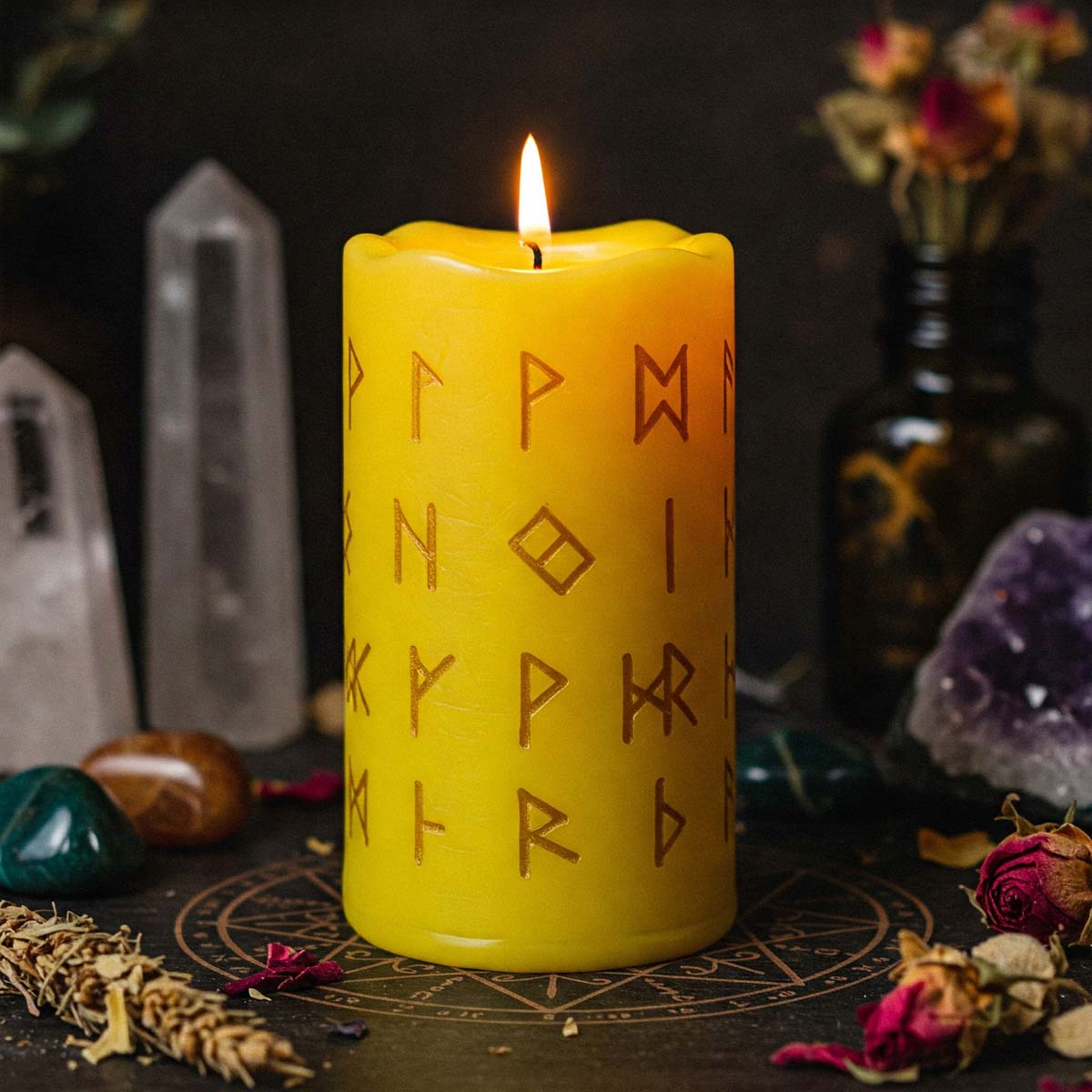 yellow spell candle