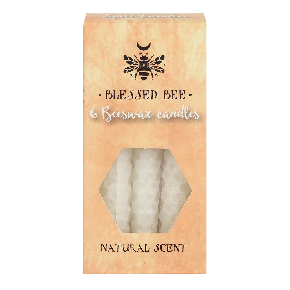 Set of 6 White Beeswax Spell Candles1