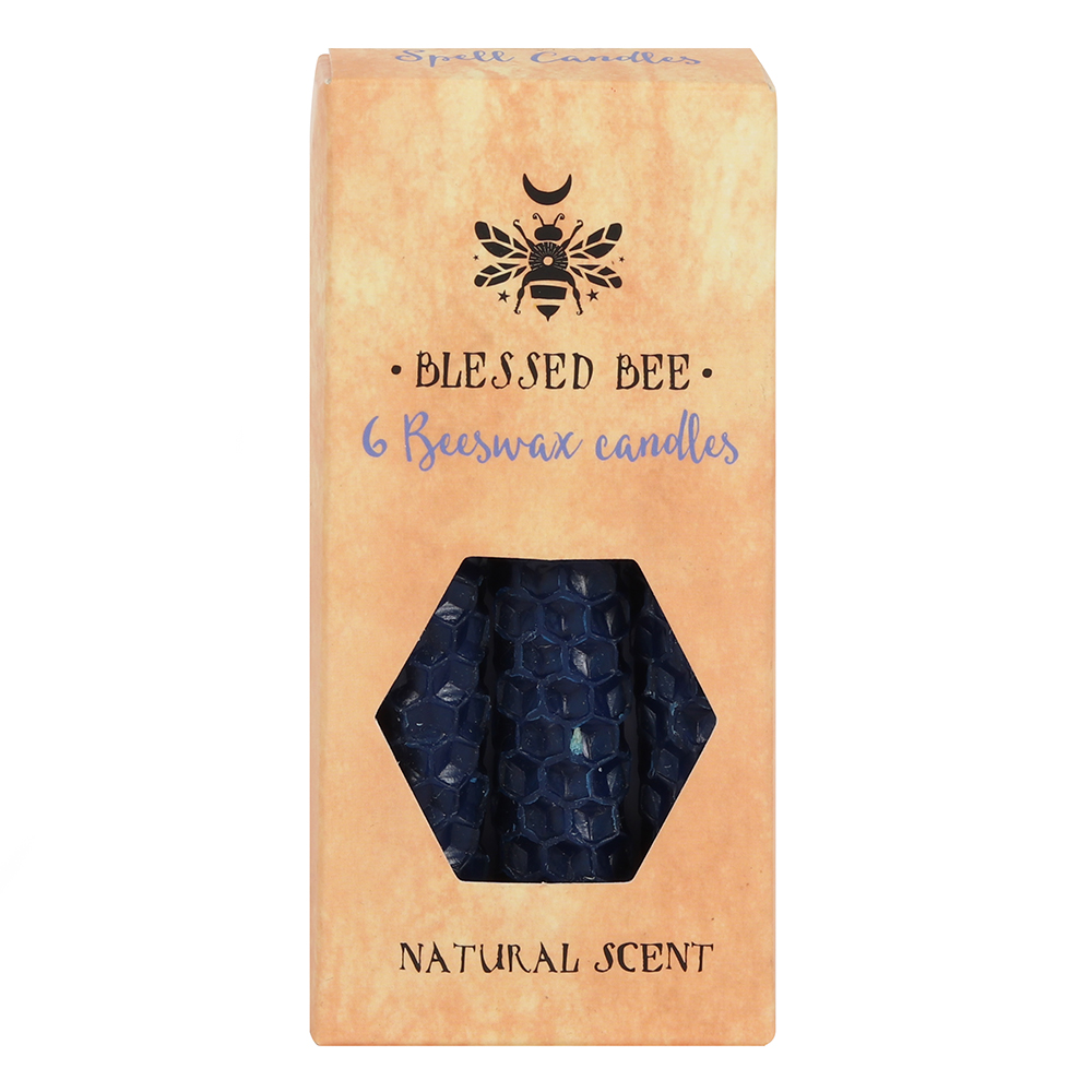 Set of 6 Blue Beeswax Spell Candles1