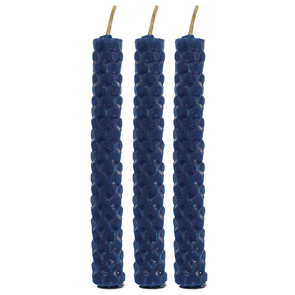 Set of 6 Blue Beeswax Spell Candles3