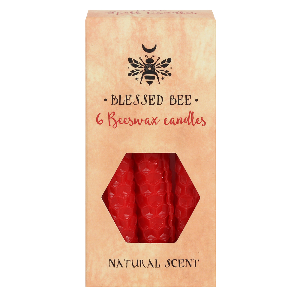 Set of 6 Red Beeswax Spell Candles1