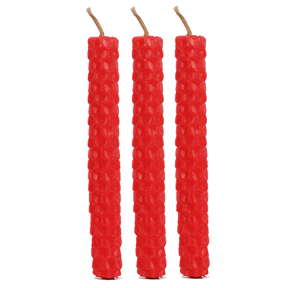 Set of 6 Red Beeswax Spell Candles3
