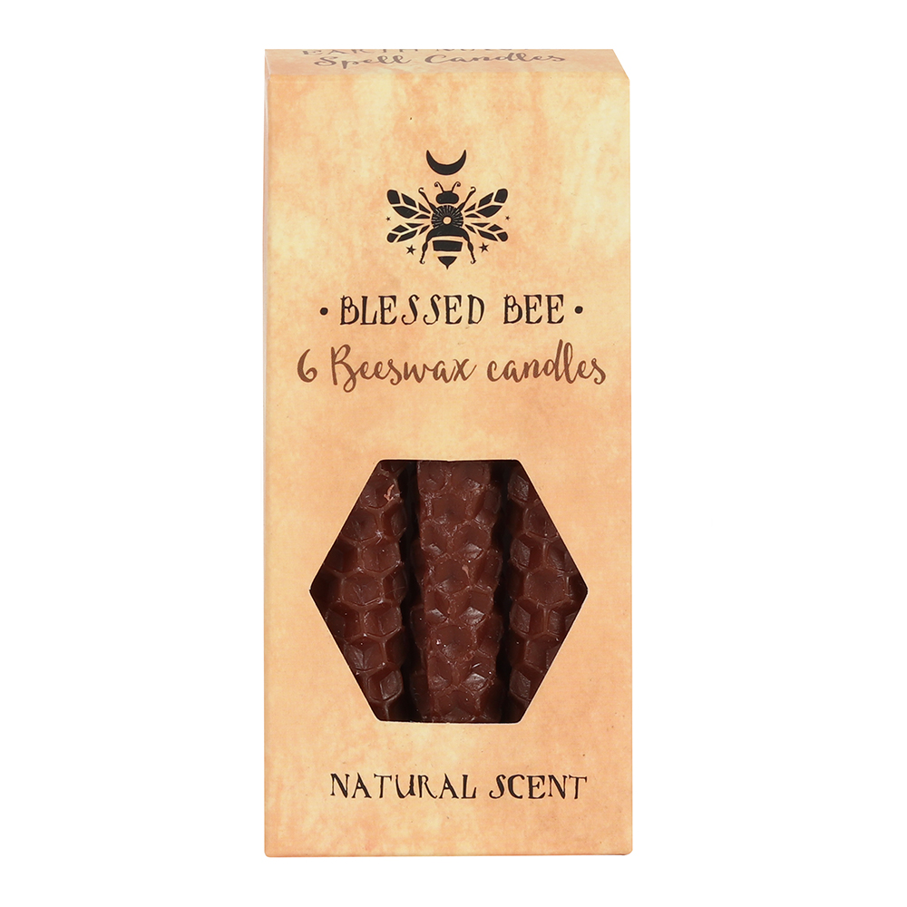 Set of 6 Brown Beeswax Spell Candles1