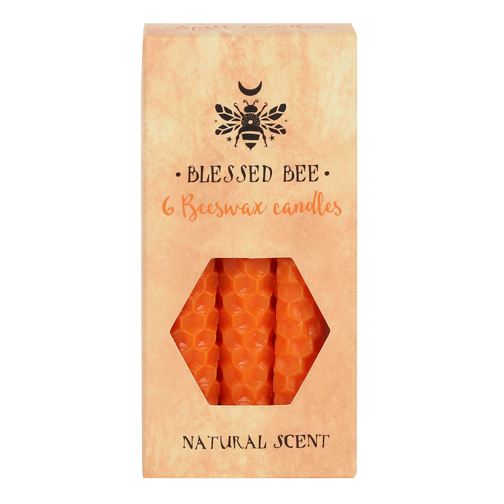 Set of 6 Orange Beeswax Spell Candles1