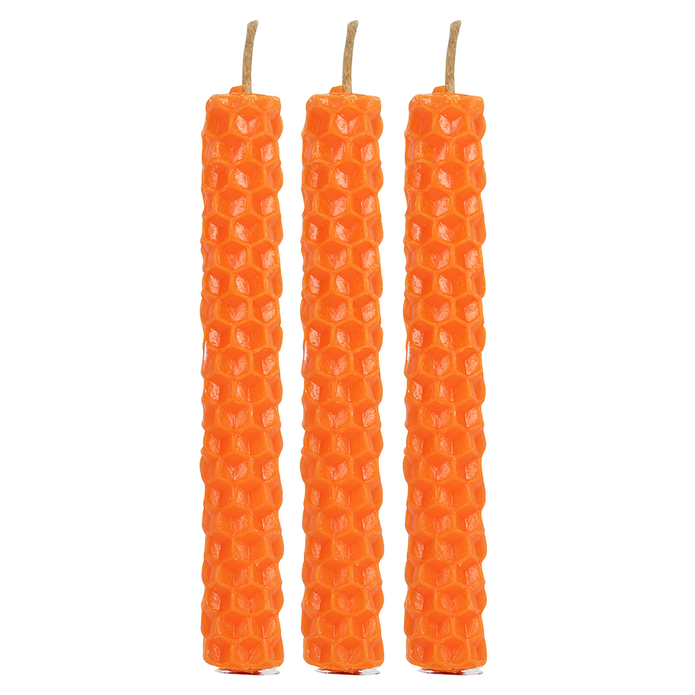 Set of 6 Orange Beeswax Spell Candles3