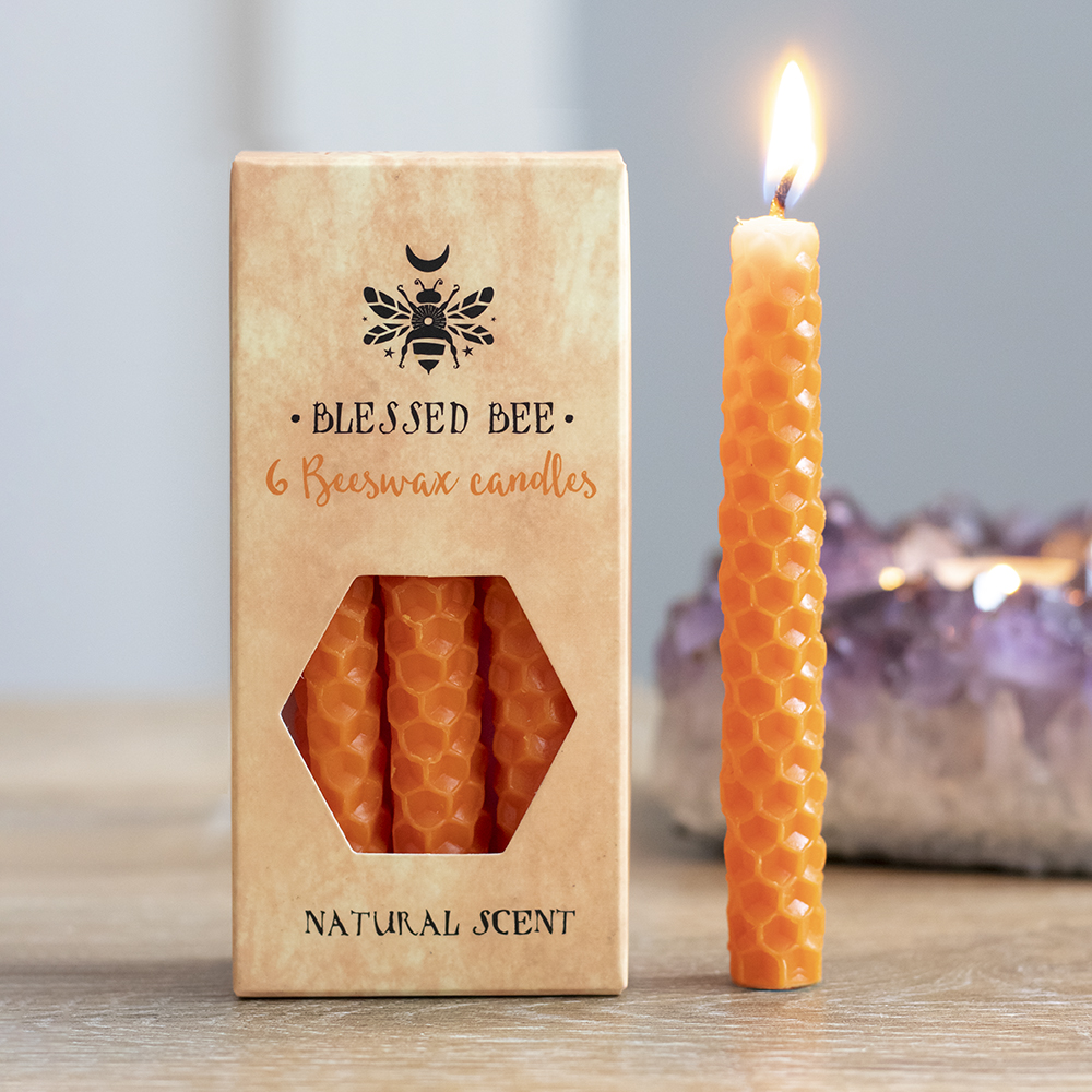 Set of 6 Orange Beeswax Spell Candles4