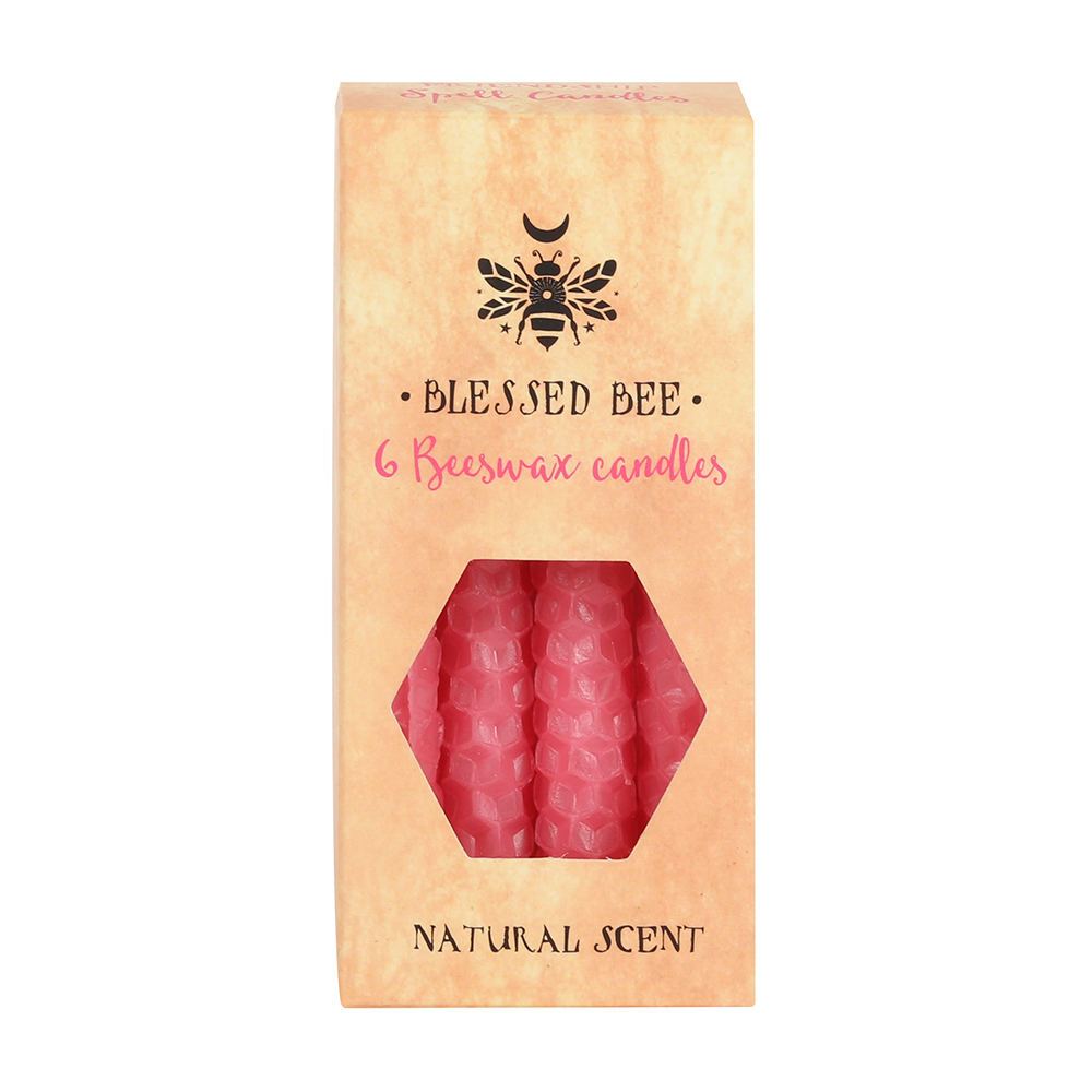 Set of 6 Pink Beeswax Spell Candles1