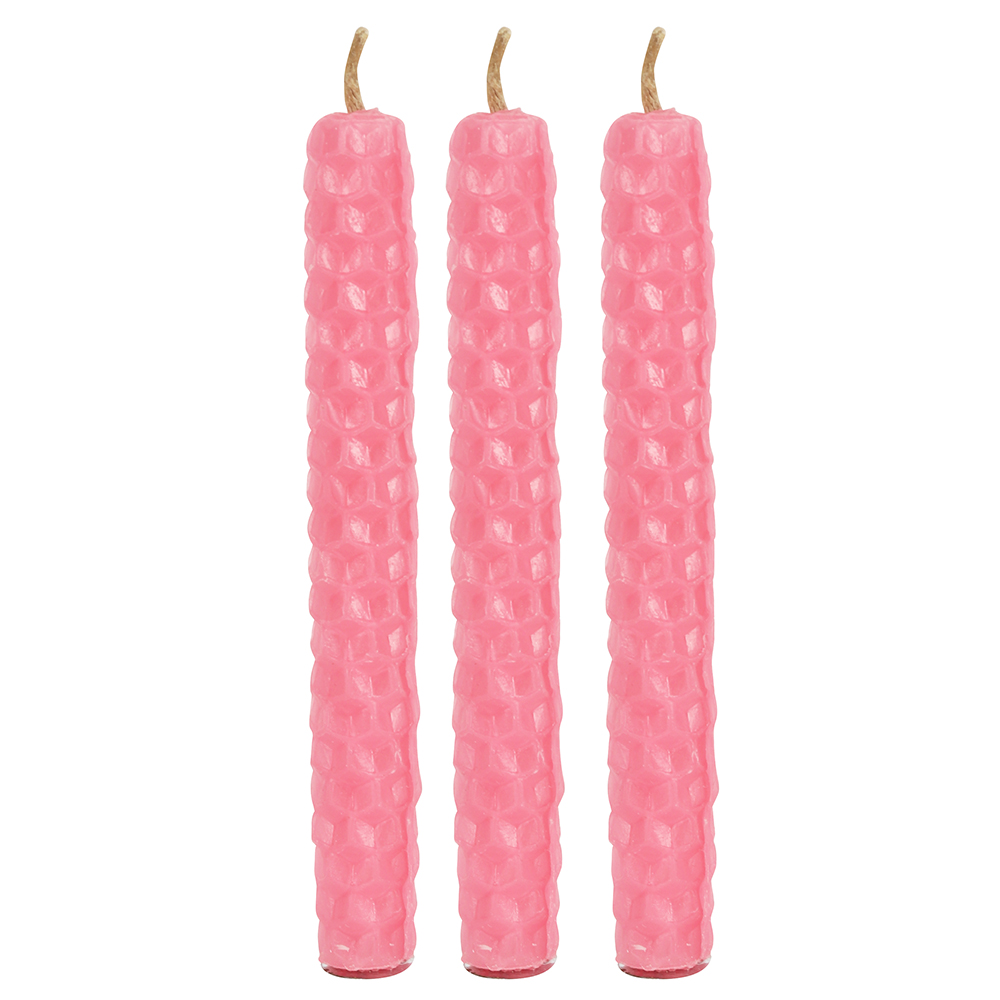 Set of 6 Pink Beeswax Spell Candles3
