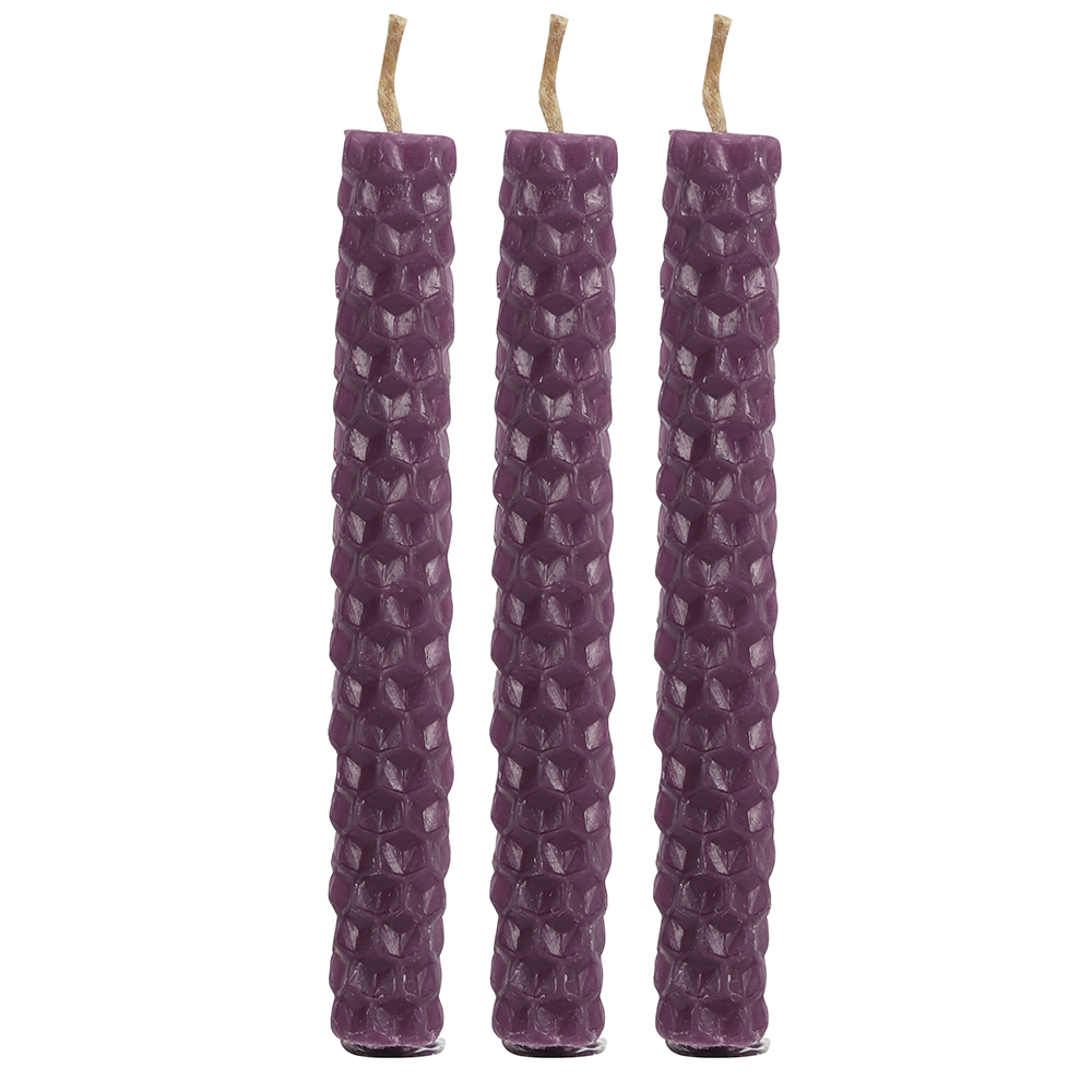 Set of 6 Purple Beeswax Spell Candles3