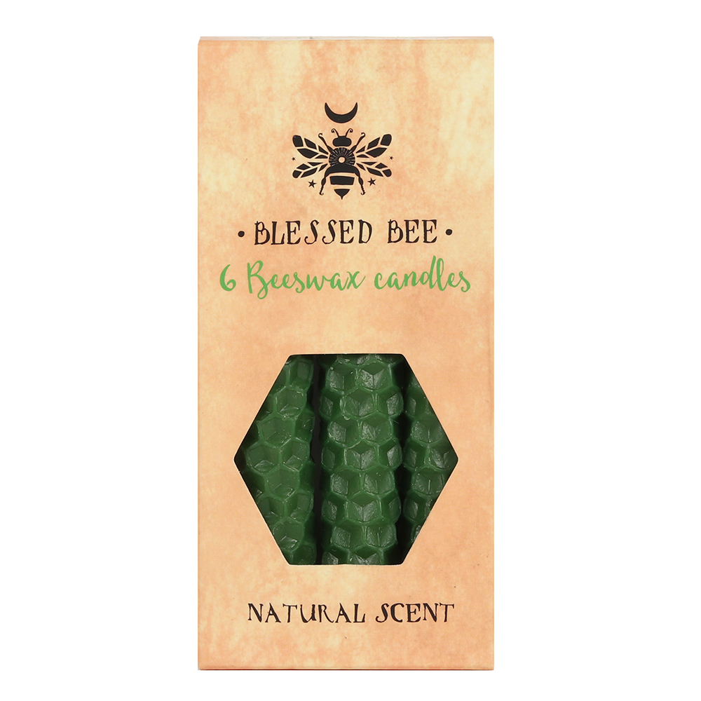 Set of 6 Green Beeswax Spell Candles1