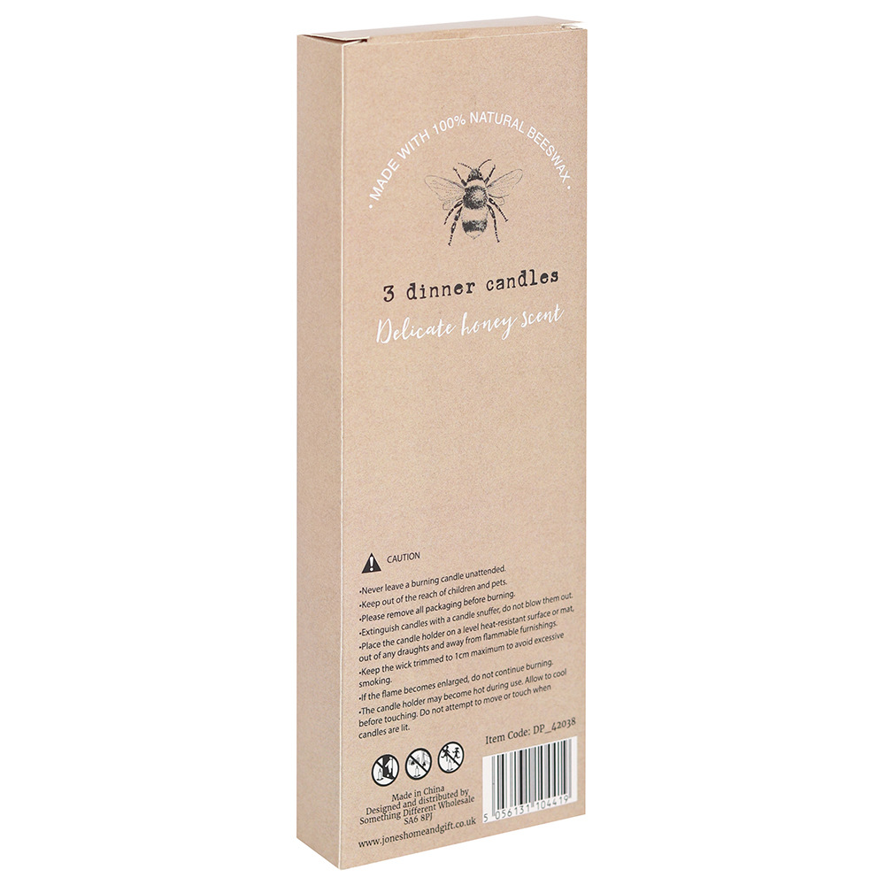 Set of 3 Beeswax Dinner Candles1
