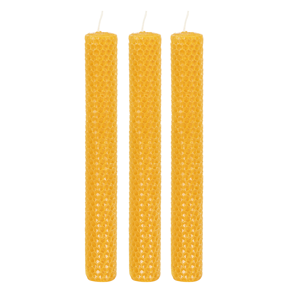 Set of 3 Beeswax Dinner Candles2