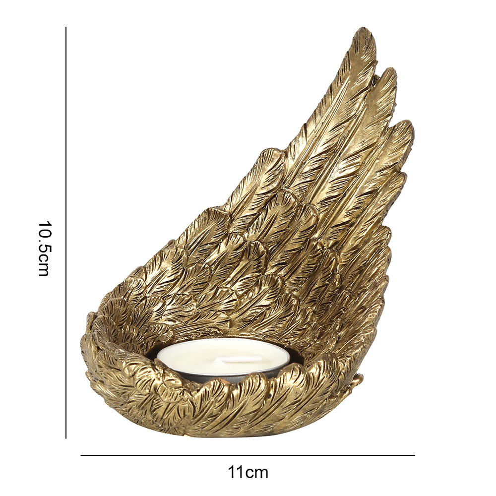 Gold Single Raised Angel Wing Candle Holder2