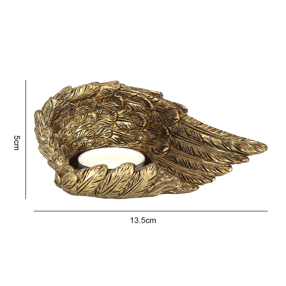 Gold Single Lowered Angel Wing Candle Holder2