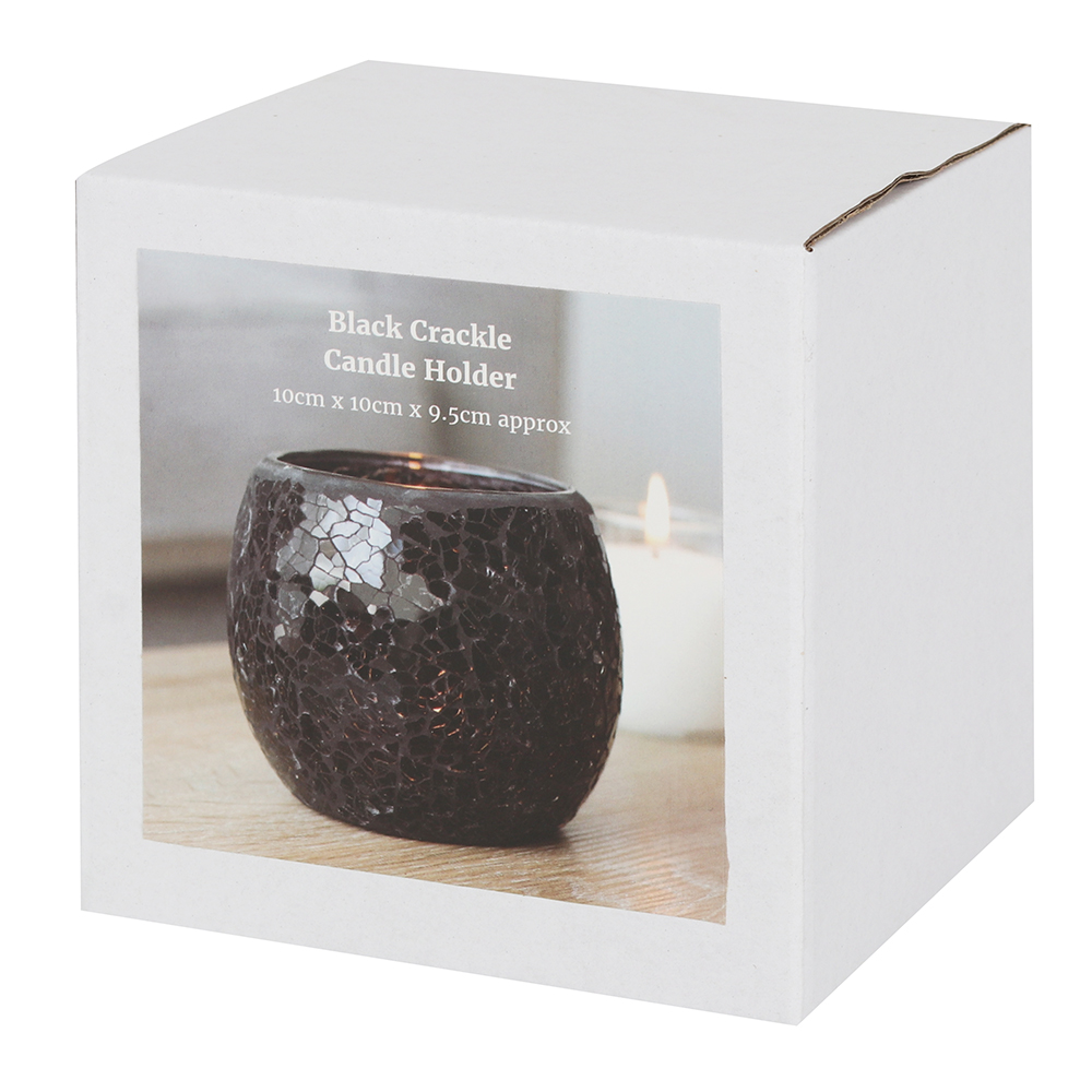 Large Black Crackle Glass Candle Holder1
