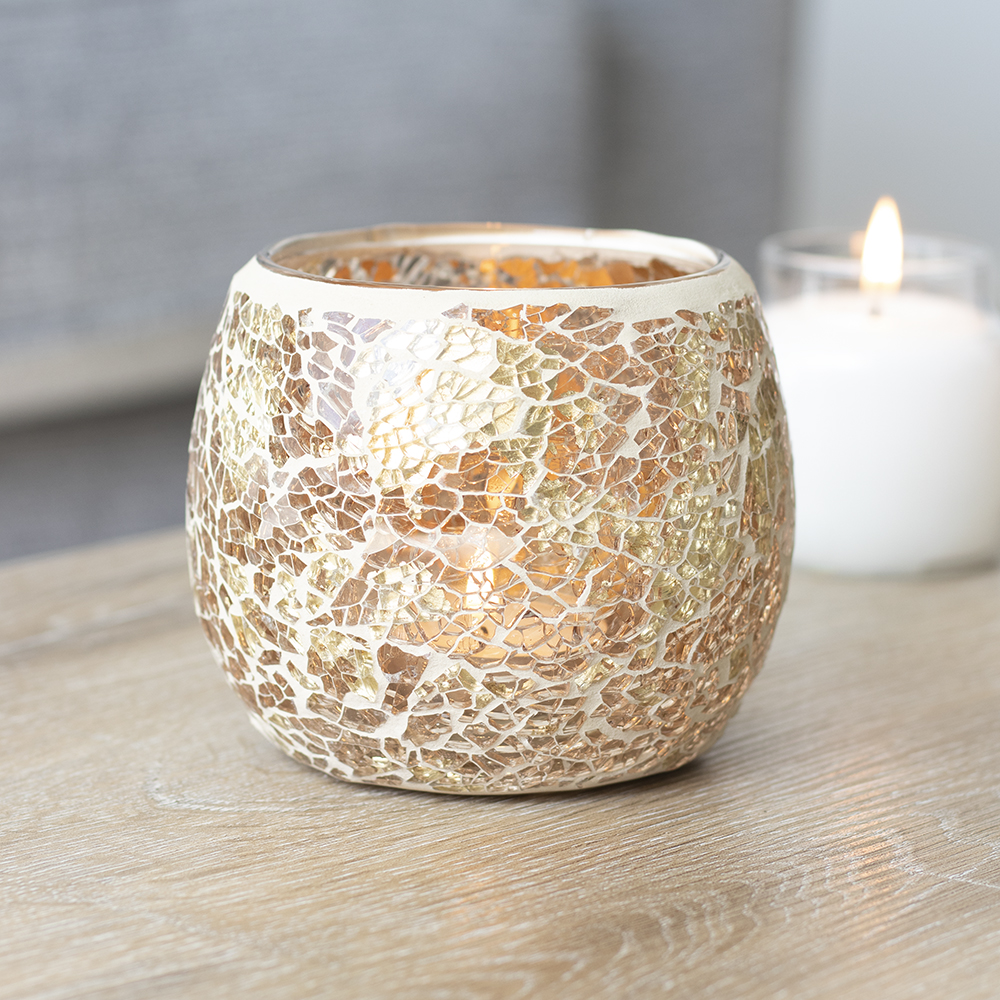 Large Gold Crackle Glass Candle Holder2