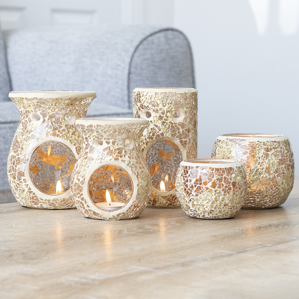 Large Gold Crackle Glass Candle Holder3