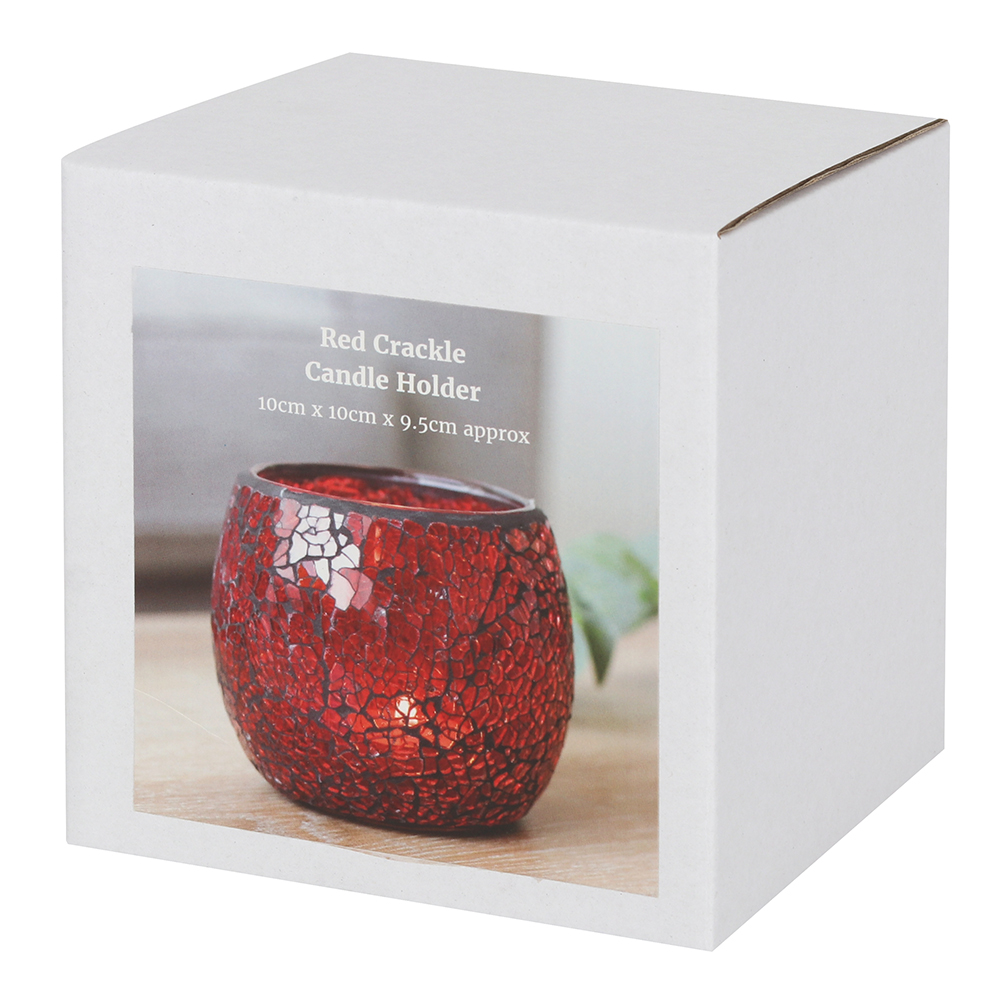 Large Red Crackle Glass Candle Holder1