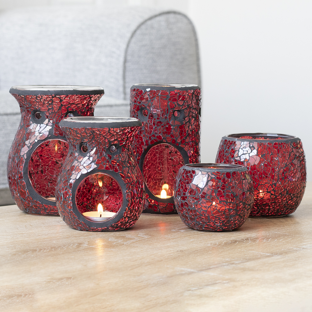 Large Red Crackle Glass Candle Holder3