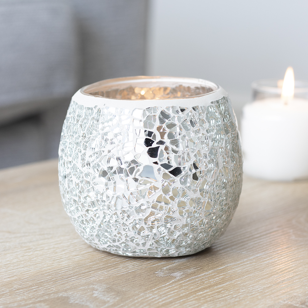 Large Silver Crackle Glass Candle Holder2