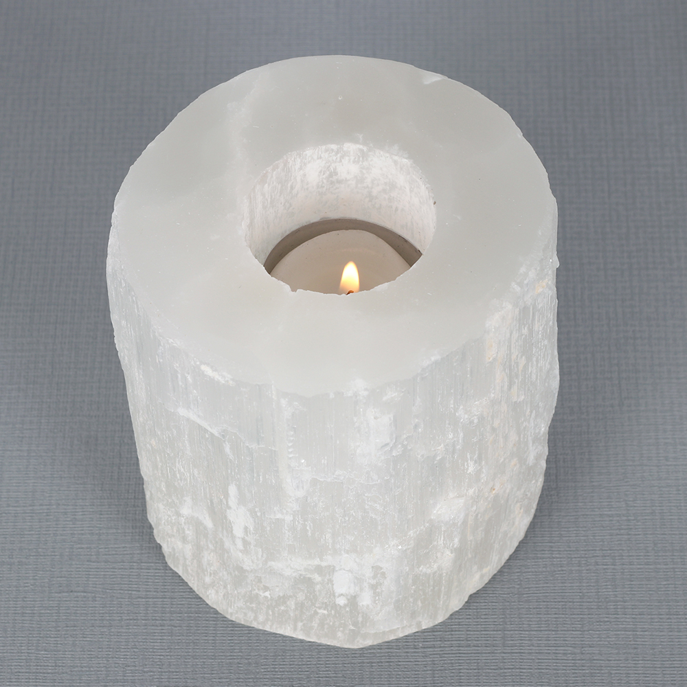 Selenite Cylinder Tealight Holder1