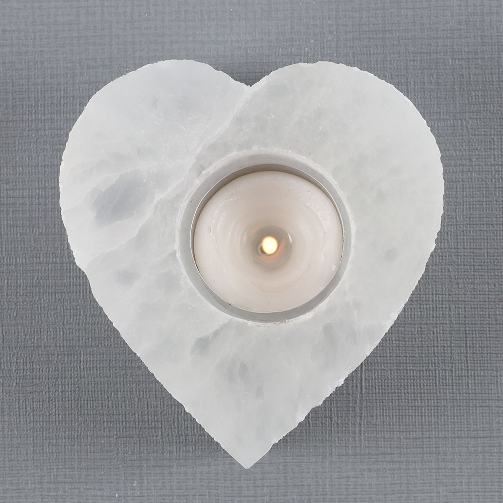 Selenite Heart Tealight Holder1