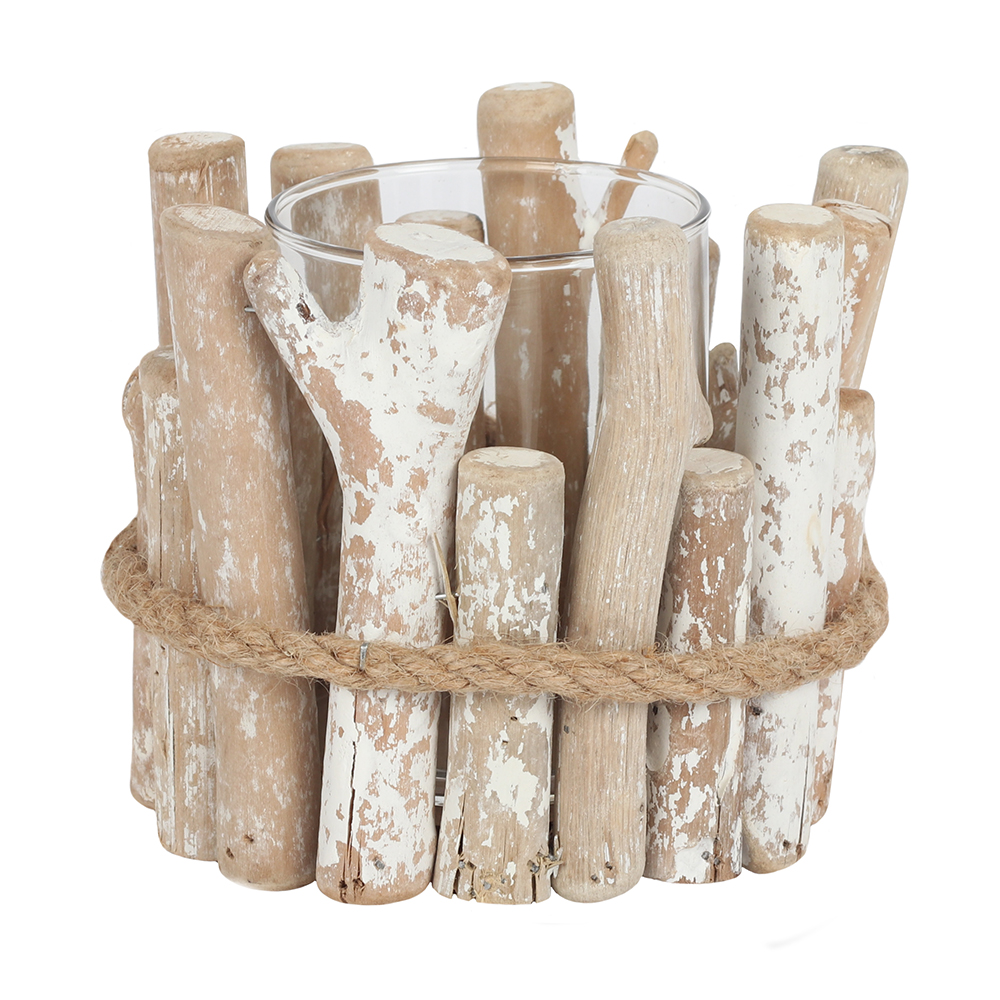 White Washed Driftwood Candle Holder1
