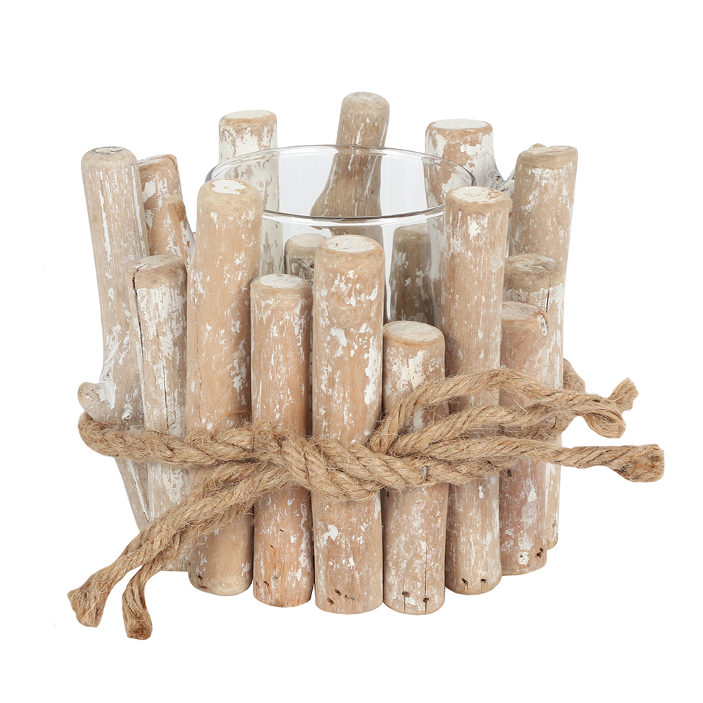 White Washed Driftwood Candle Holder2