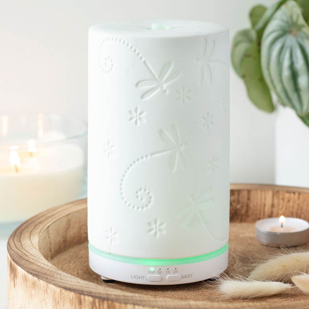 White Ceramic Dragonfly Electric Aroma Diffuser3