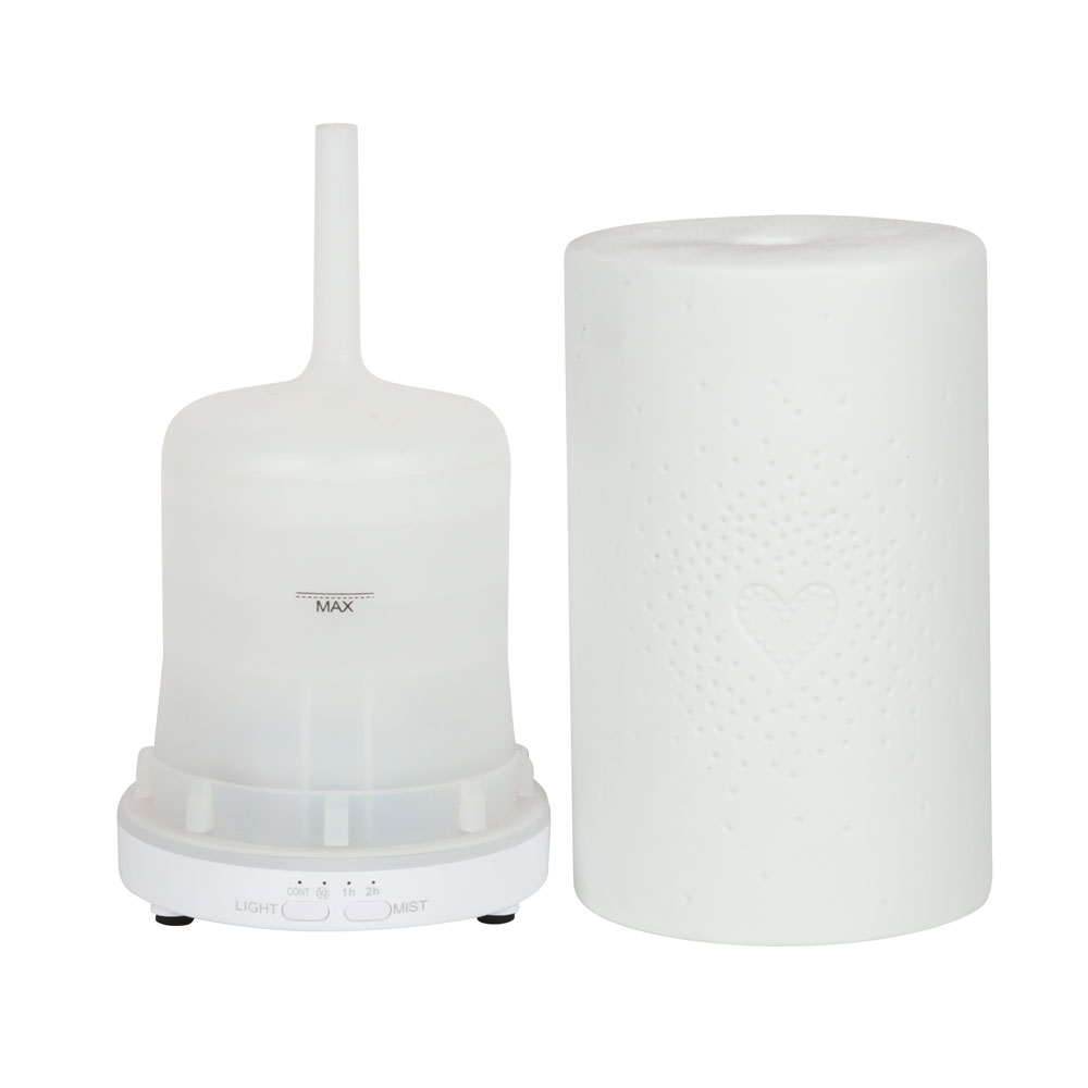 White Ceramic Heart Scatter Electric Aroma Diffuser2
