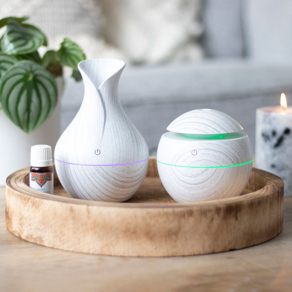Medium White Grey Grain Electric Aroma Diffuser3