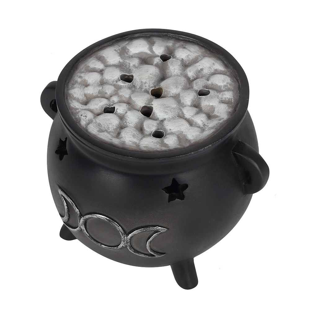 Triple Moon Cauldron Incense Cone Holder1