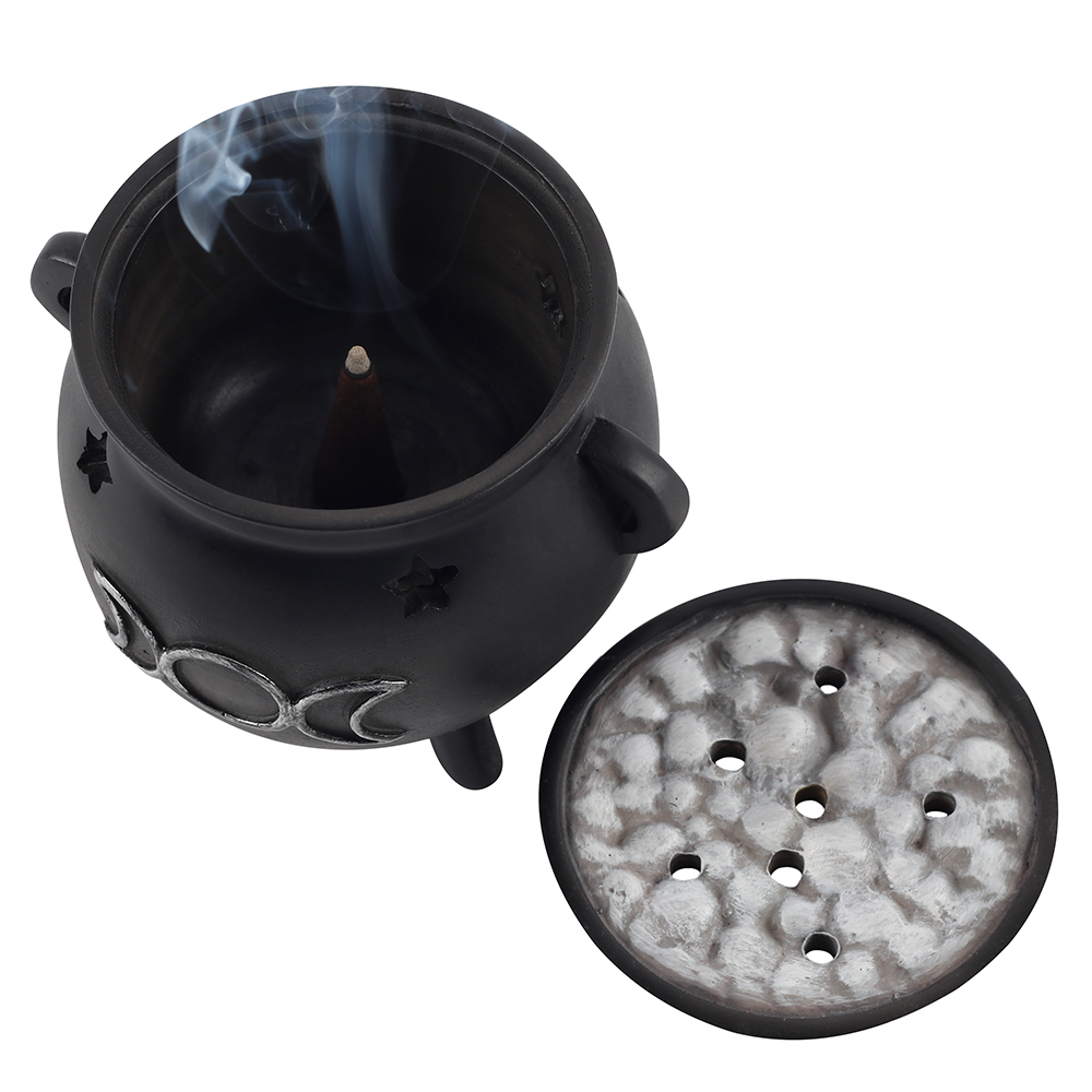 Triple Moon Cauldron Incense Cone Holder2