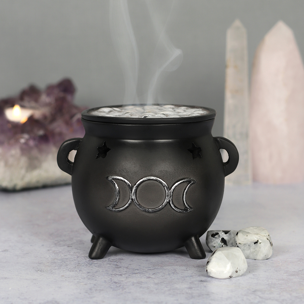 Triple Moon Cauldron Incense Cone Holder3