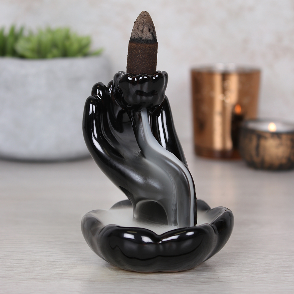 Hand & Lotus Flower Backflow Incense Burner3