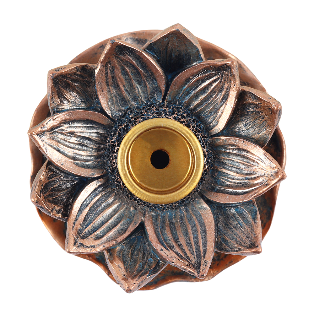 Bronze Lotus Backflow Incense Burner1
