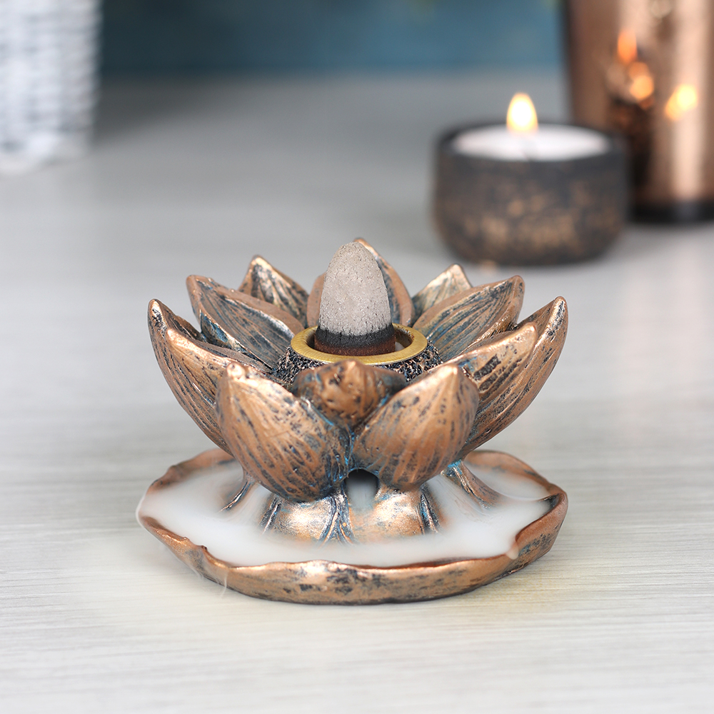 Bronze Lotus Backflow Incense Burner3