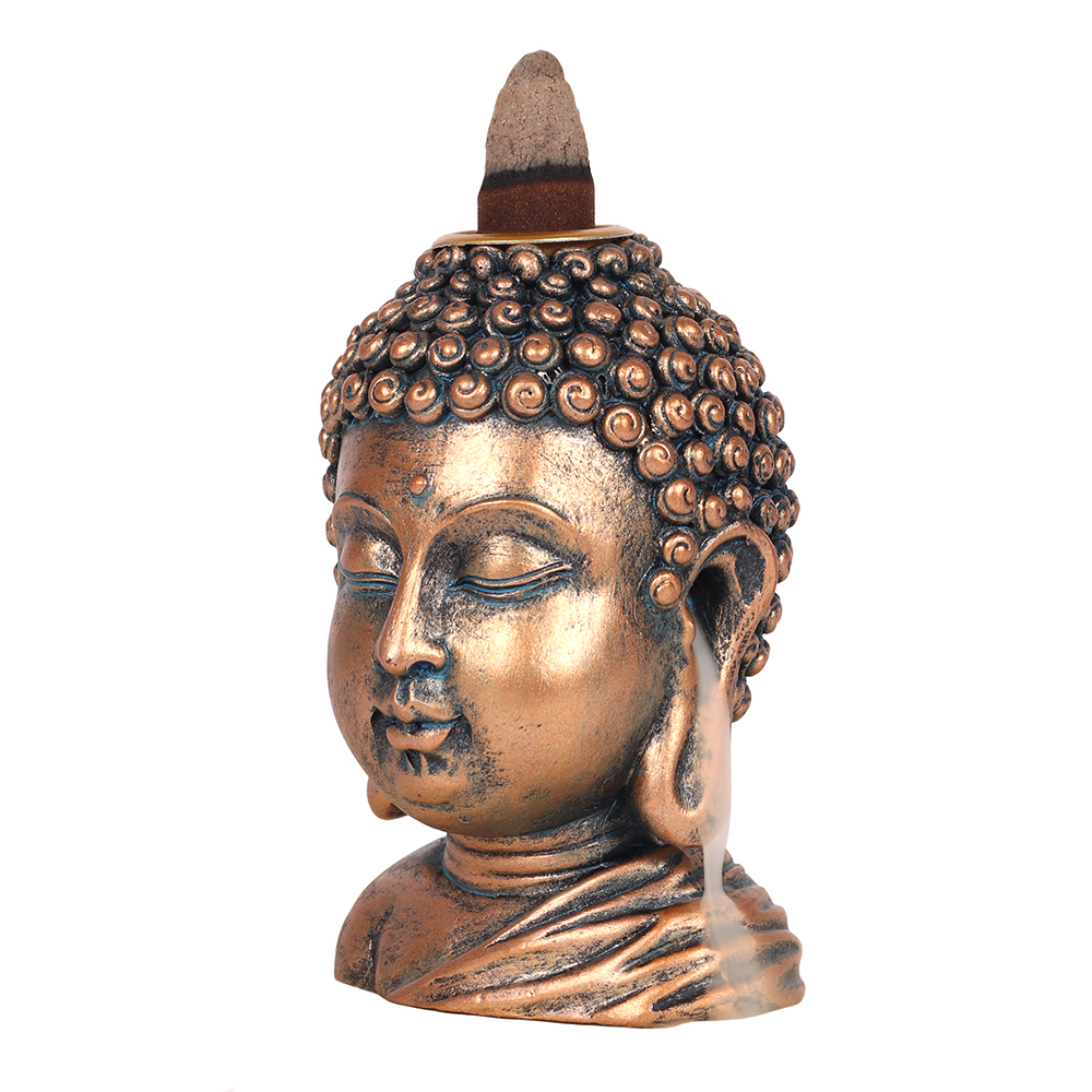 Bronze Buddha Head Backflow Incense Burner1