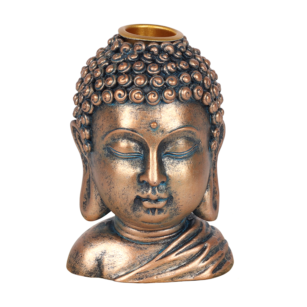 Bronze Buddha Head Backflow Incense Burner2