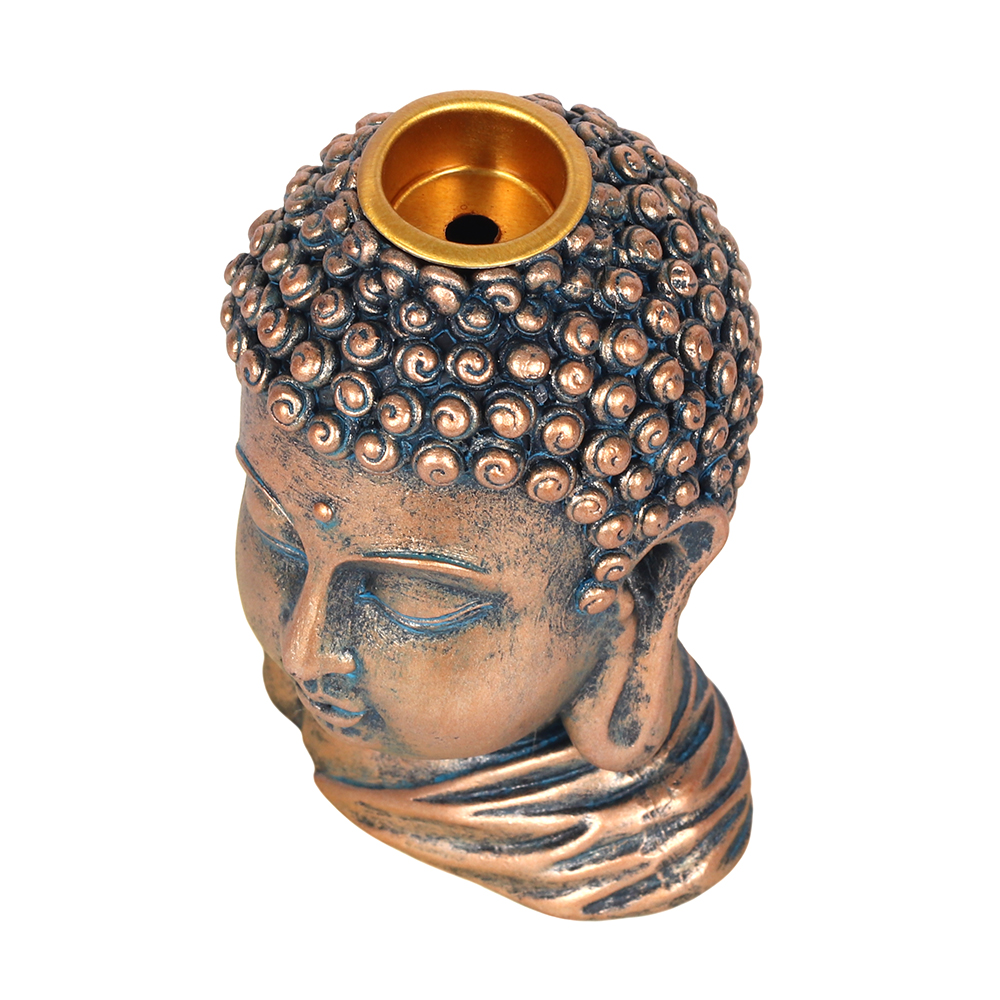 Bronze Buddha Head Backflow Incense Burner3
