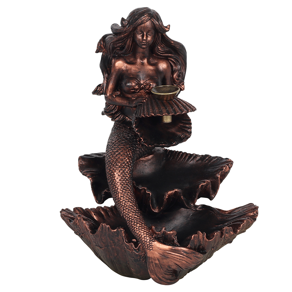 Bronze Effect Mermaid Backflow Incense Burner1