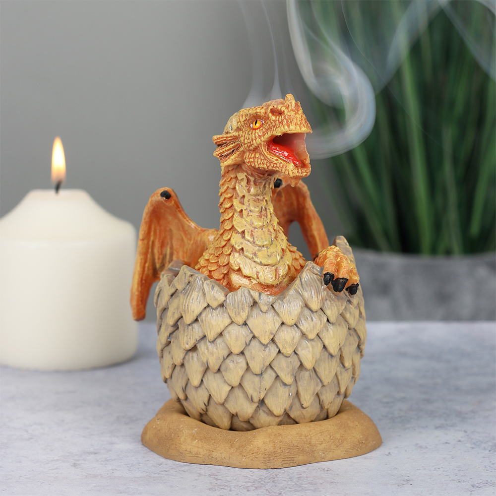 Yellow Hatching Dragon Incense Cone Burner5