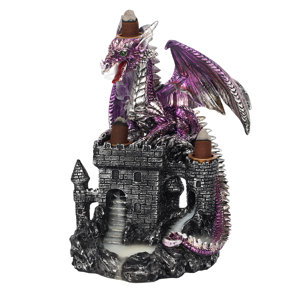 Purple Dragon on Castle Backflow Incense Burner1