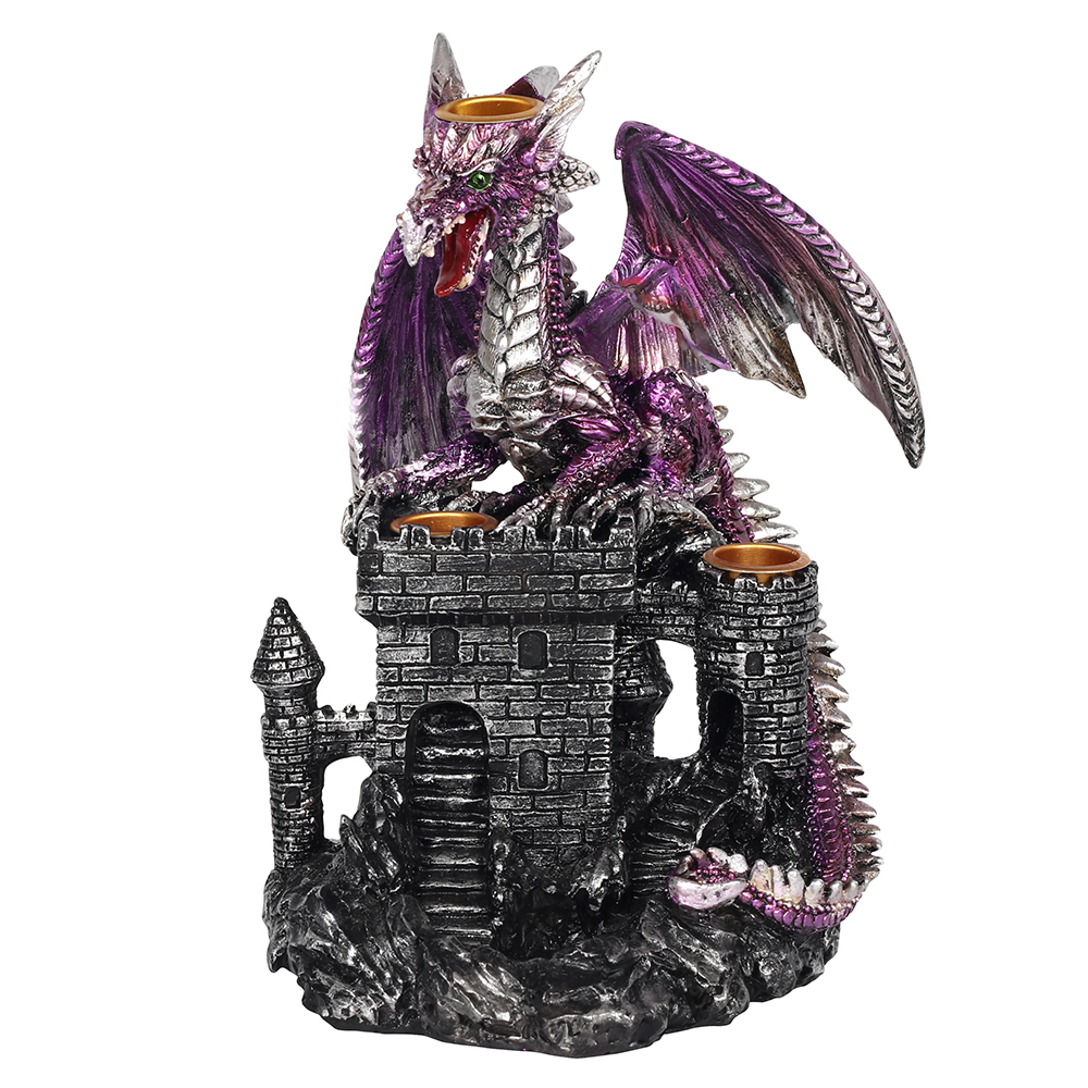 Purple Dragon on Castle Backflow Incense Burner2