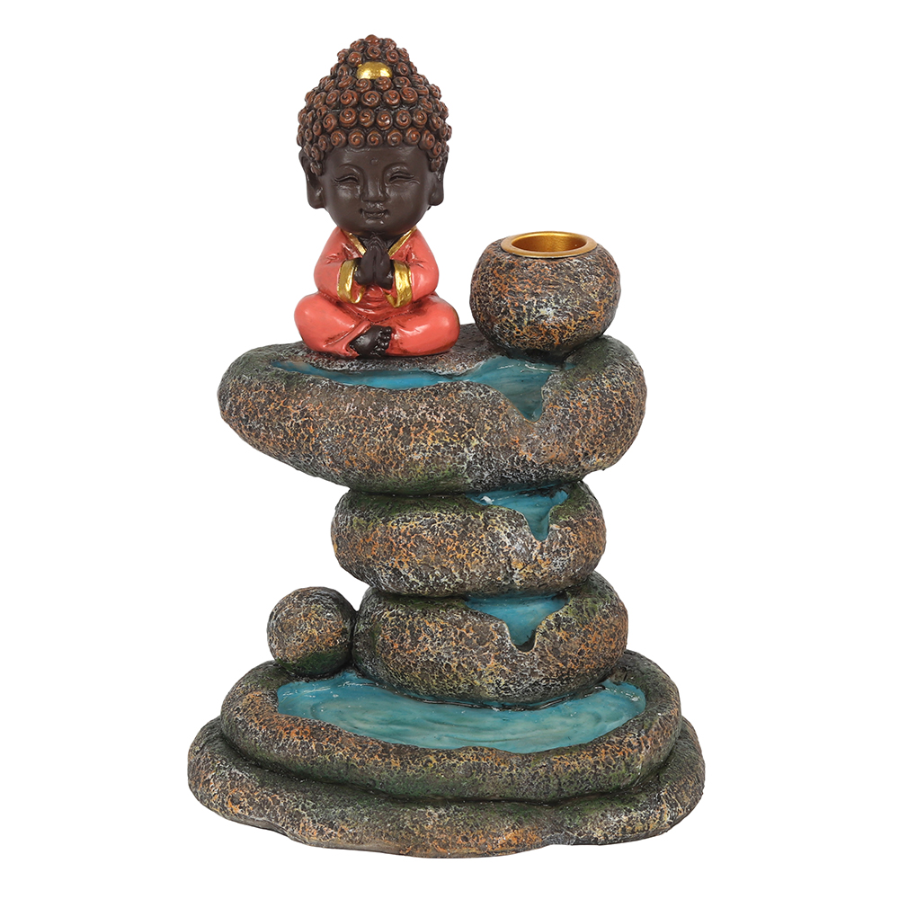 Red Buddha and Rock Pond Backflow Incense Burner1