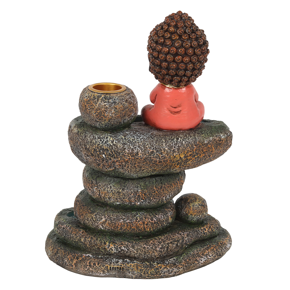 Red Buddha and Rock Pond Backflow Incense Burner2