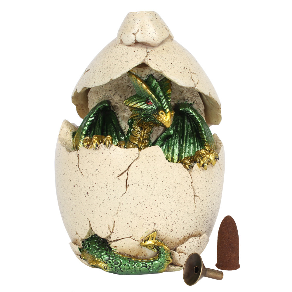 Green Dragon in Egg Backflow Incense Burner3